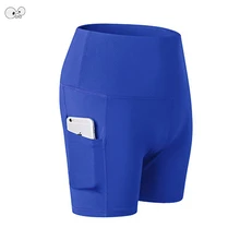 Карманов Для женщин Сплошной Высокая Талия шорты для бега Фитнес Костюмы Женский пот шорты для йоги спортивные короткие спортивные лосины Леггинсы