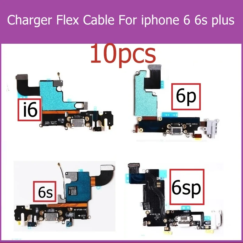 The USB Charger Connector Flex Cable For iPhone 6 6S plus headphone audio jack port connector flex cable dark gray white Wholesa