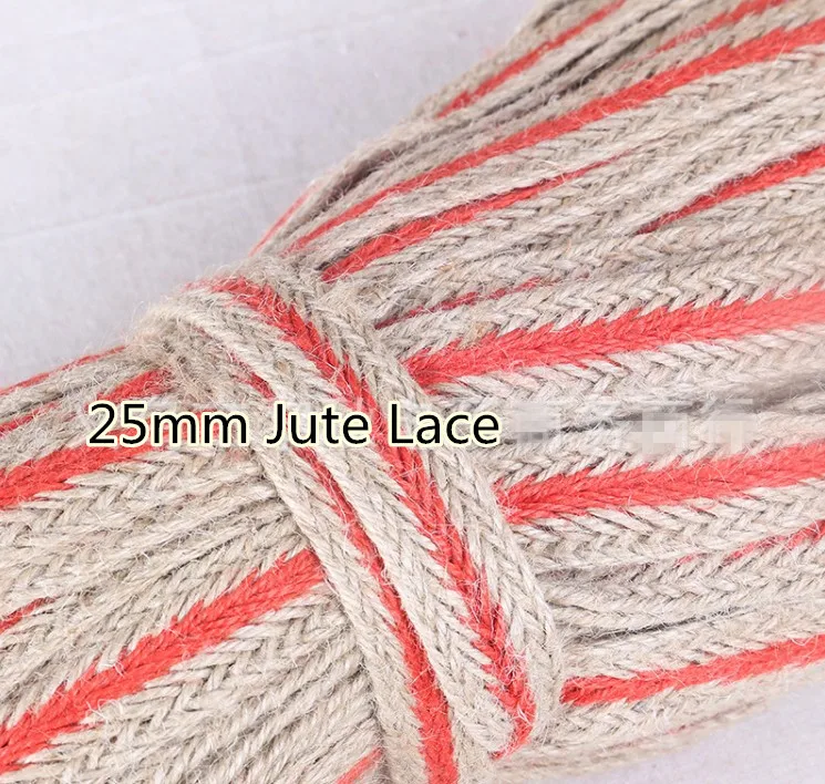 Classic 25mm colored jute twine lace braided flat hemp lace DIY