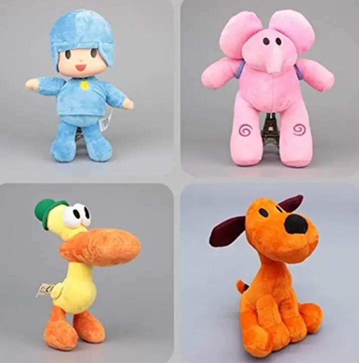 

4pcs/lot Pocoyo Elly Pato Loula Pocoyo Dog Duck Elephant Stuffed Plush Toys Good Gift For Children