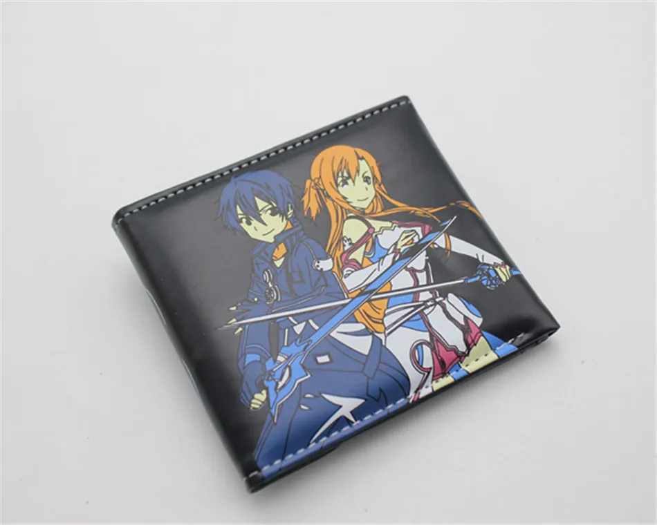 Sword Art Online SAO Kazuto Pu короткий кошелек Двойные фото держатель для карт слоистая кнопка мужской кожаный кошелек с рисунком для мальчиков и девочек