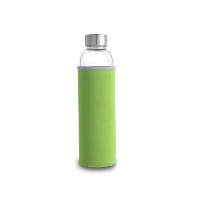 UPORS 280 мл/360 мл/550 мл стеклянная бутылка для воды портативная Спортивная бутылка с крышкой из нержавеющей стали и защитной сумкой дорожная бутылка для напитков - Цвет: Green