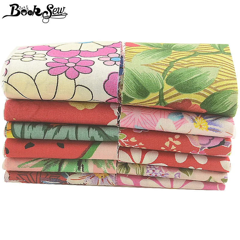 Booksew хлопок поплин Ткань розовый и красный желе рулонов полосы 12 шт./лот 5 см x 50