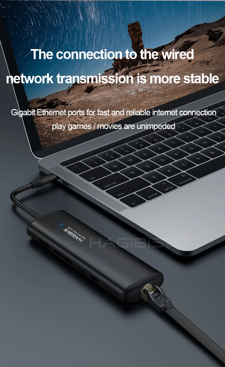 Хагбис тип-c концентратор Многофункциональный USB 3,0 концентратор USB C к HDMI/VGA/AUX/RJ45/SD/TF кард-ридер/PD зарядный адаптер для MacBook PC