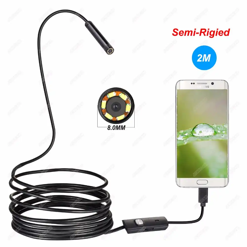 8 0 мм Len USB эндоскоп камера 2 м/5 м/10 м Android OTG Гибкая Змея Труба инспекции 2в1 телефон