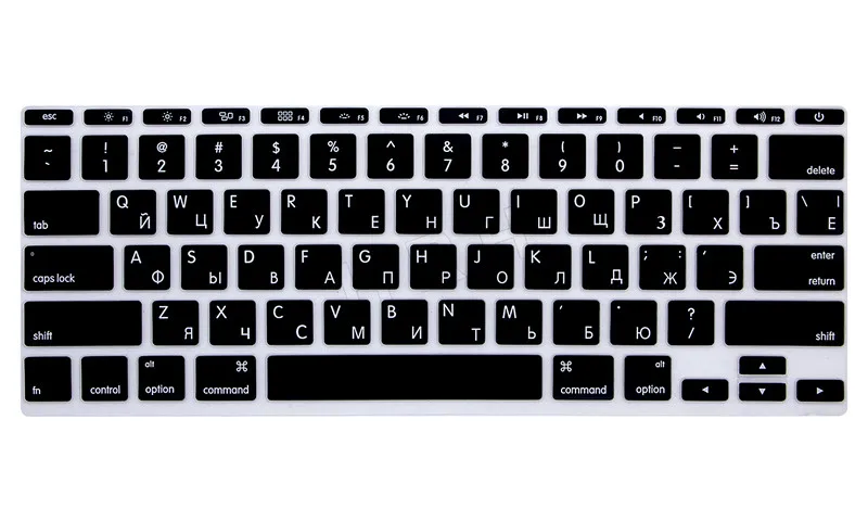 2 шт русская буква Силиконовая Клавиатура США Защитная пленка для Apple MacBook Air 11,6 дюймов для Mac Air 11" - Цвет: Черный