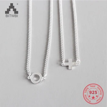 

S925 Sterling Silver Fashion Unique Cross Geometry Circle For Women Necklace