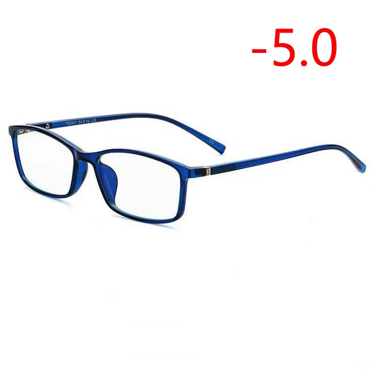 Мужские и женские очки для близорукости, оптические очки по рецепту, черная синяя оправа-1,0-1,5-2,0-2,5-3,0-3,5-4,0-4,5-5,0-5,5-6,0 - Цвет оправы: Myopia 500