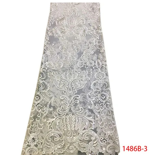 Африканский шнур кружева ткани высокого качества красное кружево свадебное украшение из ткани королевский синий кружева отделка для шитья NA1486B-2 - Цвет: 1486B-3