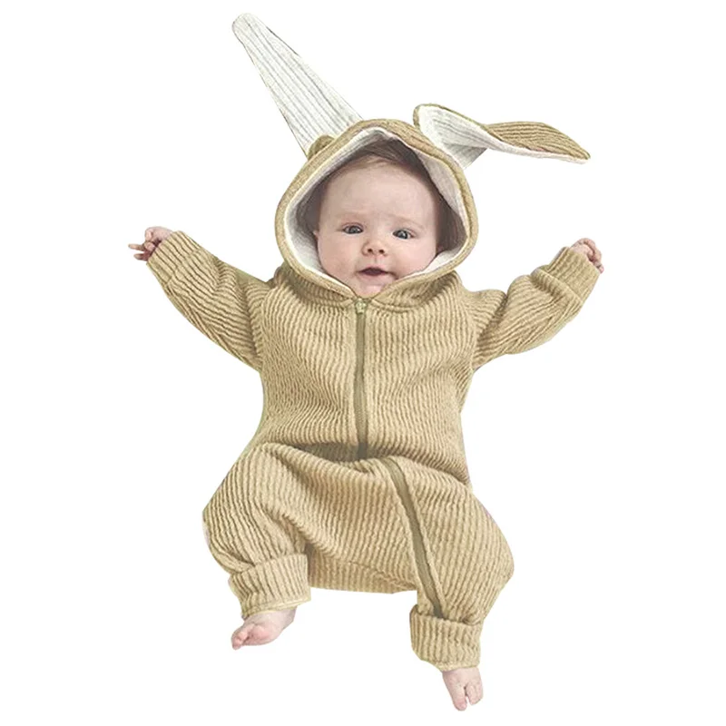 

Baby Boy Clothes Cute Lovely Rabbit Ear Tiny Cottons Newborn Girl Winter Hooded Romper Long Sleeve Costume Playsuit Outfits