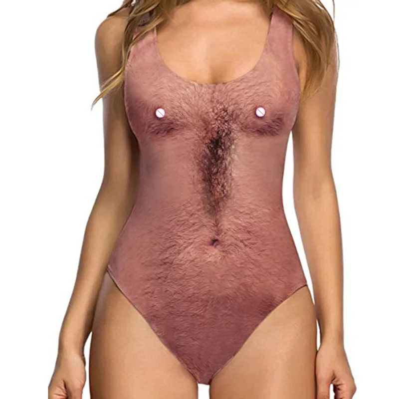 2018 New One Piece Swimsuit 3D Fake Funny Women Swimwear But Unpadded Women Beach Bathing Suit Monokini Summer Beachwear