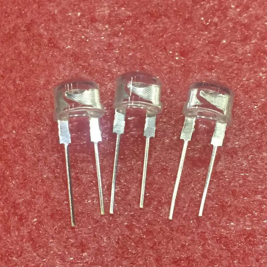 100 шт. LED 8 мм соломенная шляпа красная прозрачная широкоугольная линза F8
