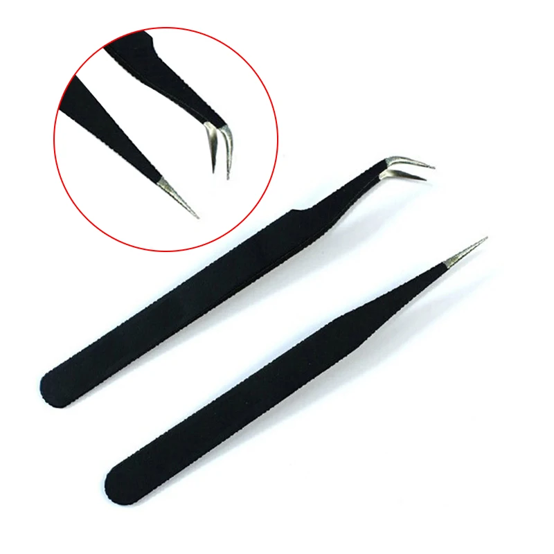 2 unids/lote Anti-estático Pinzas de precisión conjunto de Pinzas Pincet de acero inoxidable Pinzas ESD electrónica herramientas de reparación