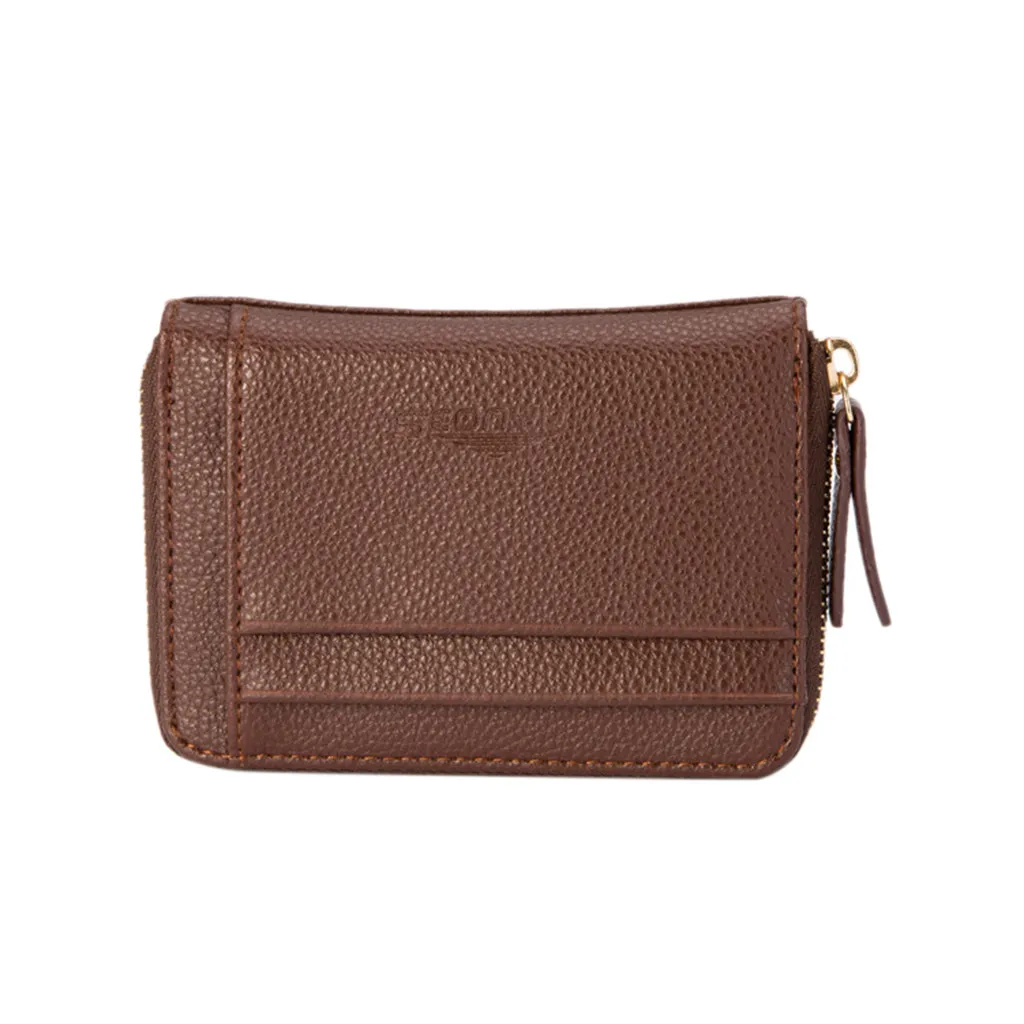 

Maison Fabre Mens Leather Wallet Men Business ID Card Holder Billfold Small Clutch Zip Purse Wallet New Coffee Coin Holder Male