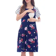Vetement femme, женское платье для беременных, одежда для кормящих мам, хлопковое платье с коротким рукавом и цветочным принтом, платье для беременных