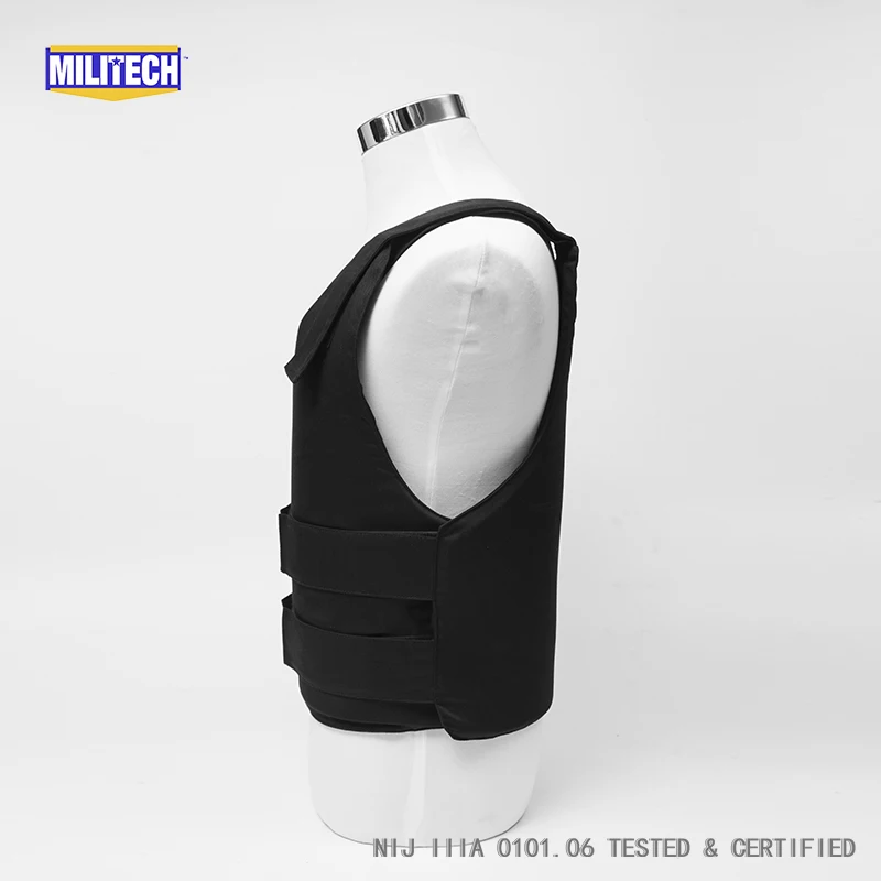 Militech черный NIJ IIIA 3A и уровень 1 ножевая маскирующая двустворчатая арамидная пуленепробиваемая жилетка скрытый пуленепробиваемый жилет