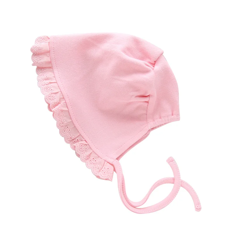 Lace Newborn Baby Hat Cotton Sweet Princess Hat Spring Autumn Cute Newborn Girls Beanie Lace Up Tire Hat Baby Girls Clothing (1)