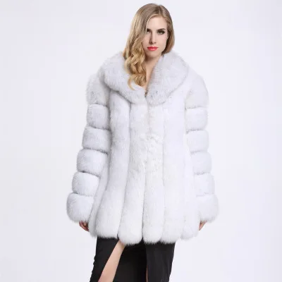 Новая роскошная длинная шуба из искусственного лисьего меха, женское толстое теплое зимнее пальто с длинным рукавом размера плюс 3XL пушистая куртка из искусственного меха - Цвет: Fox color