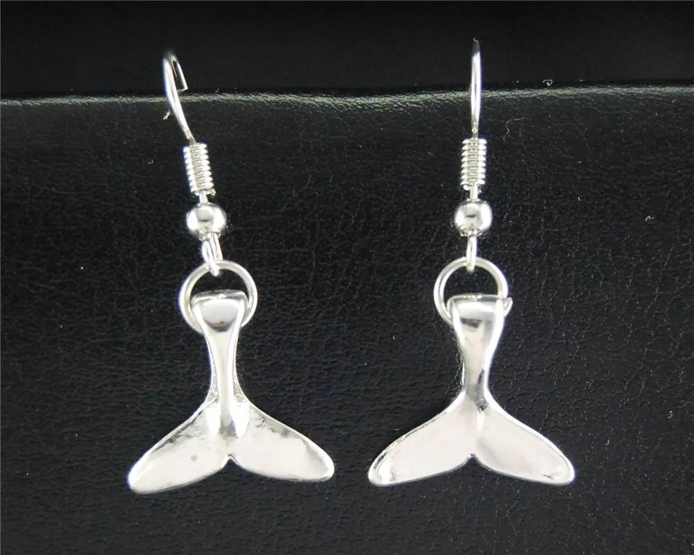 

1pair(2pcs) Tibetan Silver fishtail Dangle Drop Earrings Handmade DIY Jewelry E658