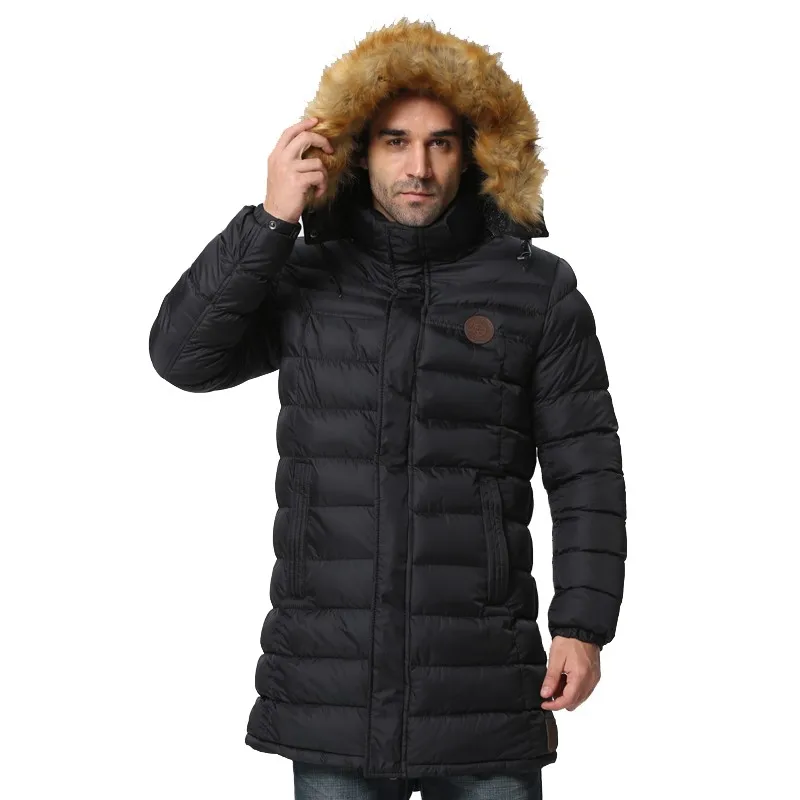Съемный меховой капюшон парки зимние пальто новые зимние теплые модные брендовые плюс Размеры толщиной х-Длинная Верхняя одежда Для мужчин пуховики F1521