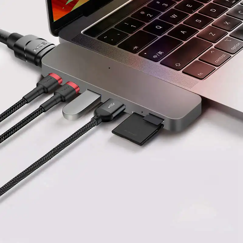 7 в 1 2 Usb порта двойной тип c концентратор док станция Поддержка 4k x 2k Hdmi Sd/Tf