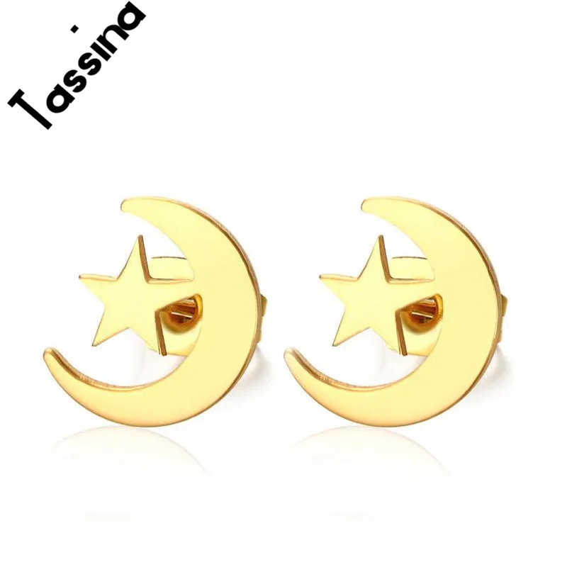 Tassina The Trend Stud Earrings 10MM Gold Color Stainless Steel Star