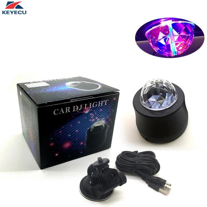 

KEYECU Portable Mini Multi-color Sound Activated Music Rhythm LED Strobe Accent Lights Colorful Stage Light for Car KTV Bar Club