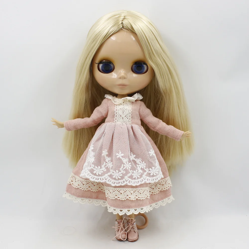 

nude Blyth doll 1/6 bjd Joint Body Blonde Straight Hair Big eyes DIY makeup doll toys for girls