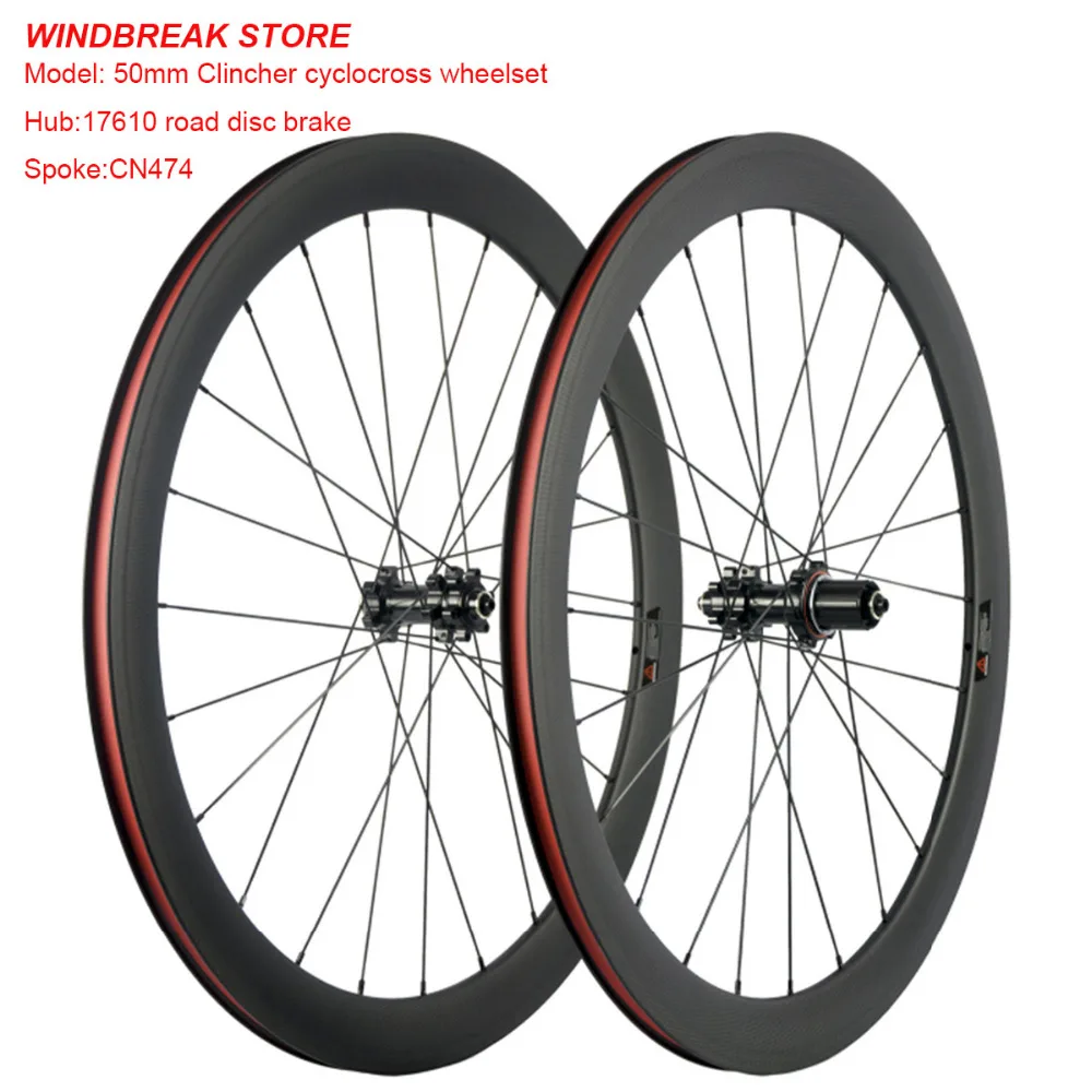 700C Carbon Fiber Cyclocross 50mm Clincher Road Bike Disc Brake Hubs 23mm Width Bicycle Wheel 3K matte Tubular | Спорт и развлечения