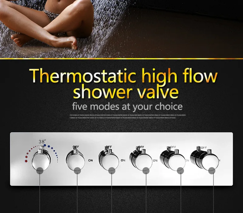 Embed Ceiling Rainfall Showers Set Massage Spray Led Electric Power Bathroom 5 Way Conceal Install Thermostatic Shower Faucets  (17)