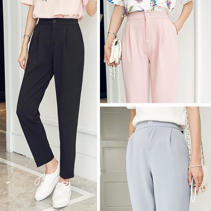 Big Sale~ Harem Pants Women Spring Summer Female Classic High Elastic Waist Fashion Slim Solid Color Ankle-length Pants Big Sale~ Harem Pants Women Spring Summer Female Classic High Elastic Waist Fashion Slim Solid Color Ankle-length Pants