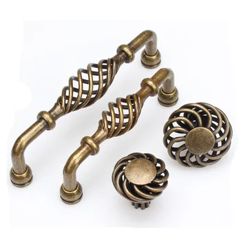 

Bronze cabinet handles drawer knobs European spiral cupboard door pulls for jewelry box furniture handle Hardware kitchen handle
