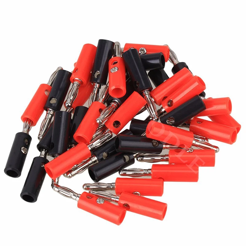 

Free Shipping 100pcs/lot 4mm Banana Plug Connector Jack Banana Head Black and Red Color
