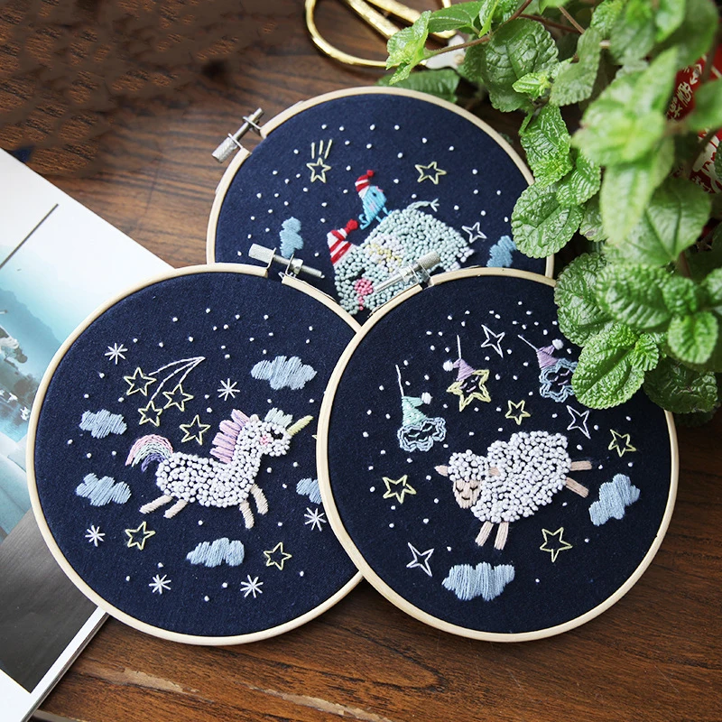 

Star Series Embroidery Materials Package Cute Cartoon Animal DIY Embroidered Accessories Kit Craft Embroidery Making Supplies