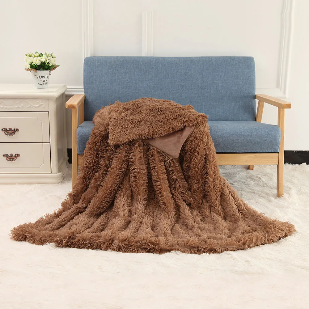 

130*160cm /160x200cm Soft Long Shaggy Fuzzy Fur Faux Fur Warm Elegant Cozy With Fluffy Sherpa Throw Blanket