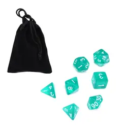 Зеленый прозрачный кубики с мешком 7x многогранных Набор кубиков для драконов и подземелья RPG D4-D20 школа бар азартные игры игры на свежем