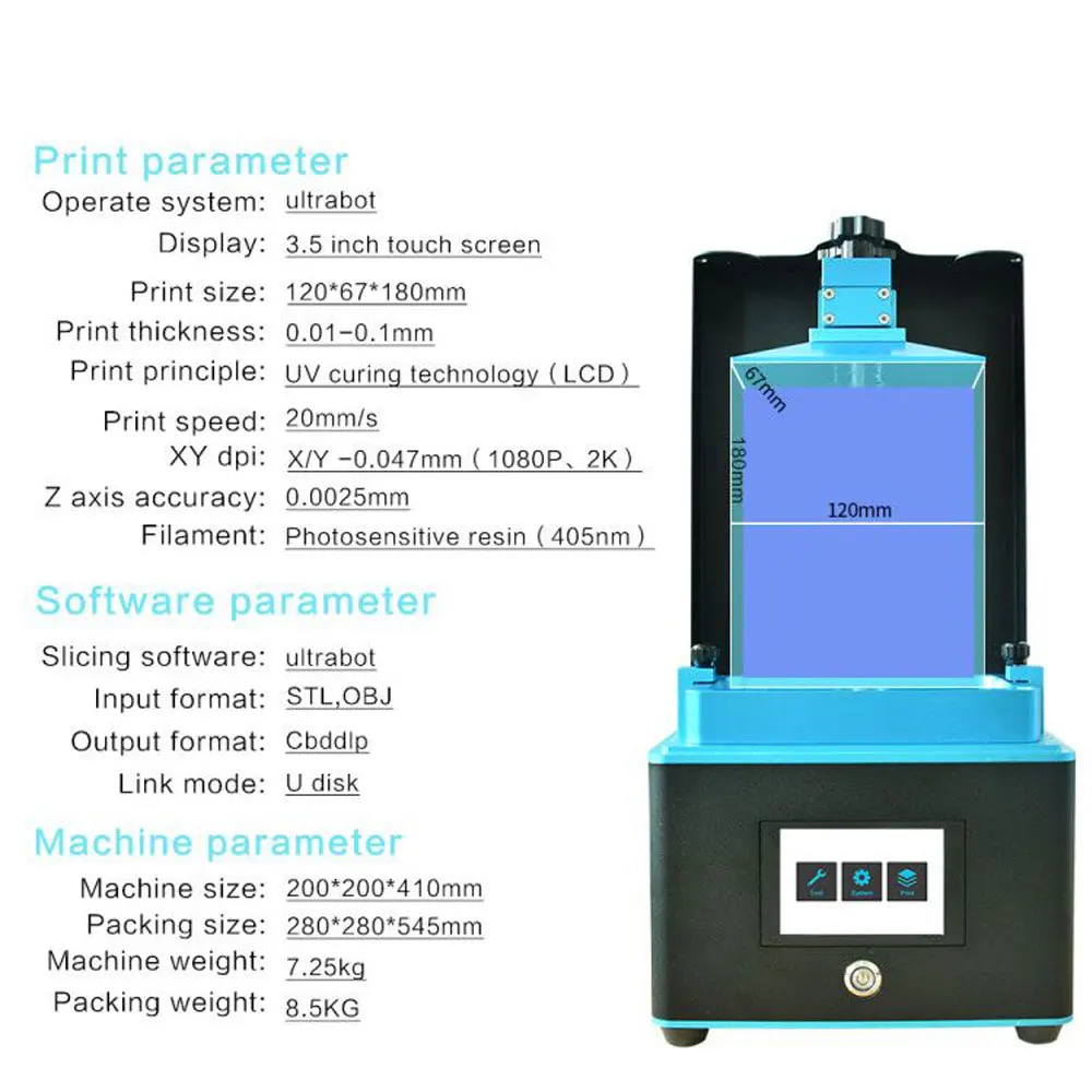 TRONXY ультработ SLA 3d принтер размера плюс UV lcd Собранный 2K экран Off-Line Print Impresora 3d Drucker Impressora UV смола