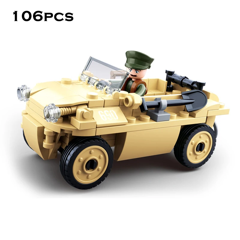 World war 2 military vehicle compatible ing tank panzer plane truck jeep ww2 German soviet army weapon building blocks toys - Color: no box