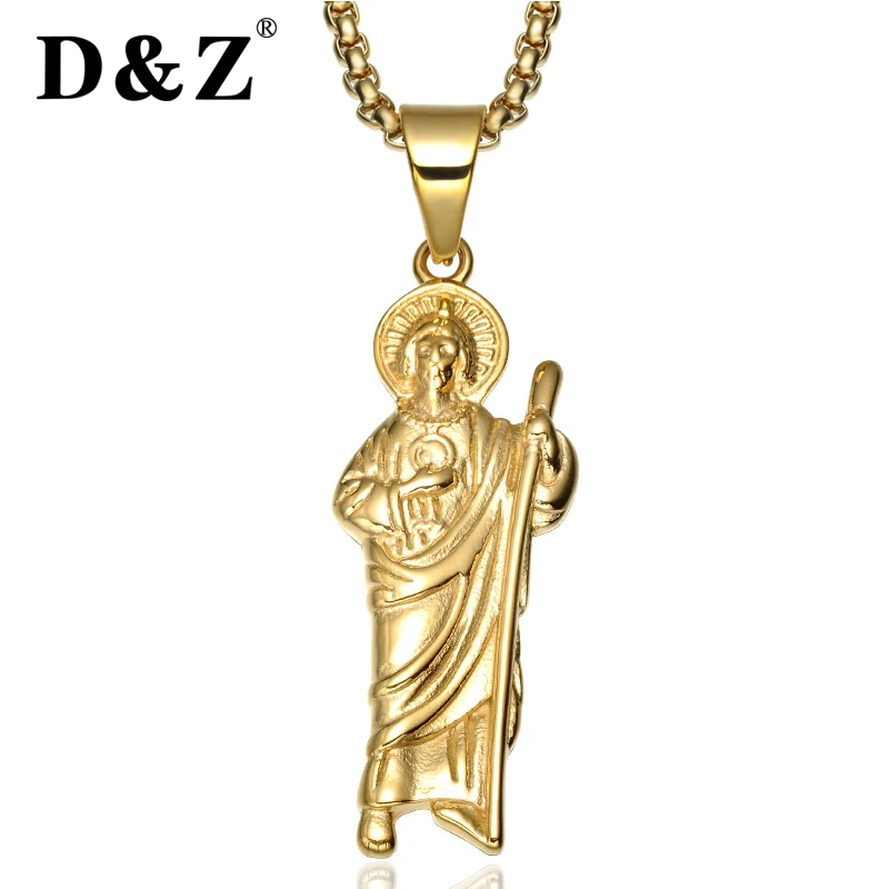 D&Z Religious Jesus Cross Necklaces for Men Gold Stainless Steel INRI