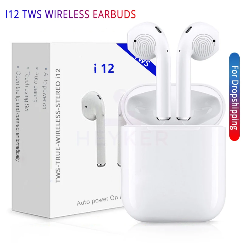 

i12 TWS Original Wireless Bluetooth 5.0 Earphone Air Sports Sweatproof 1:1 Headphone Touch Portable Pods Earbuds for Phone i10