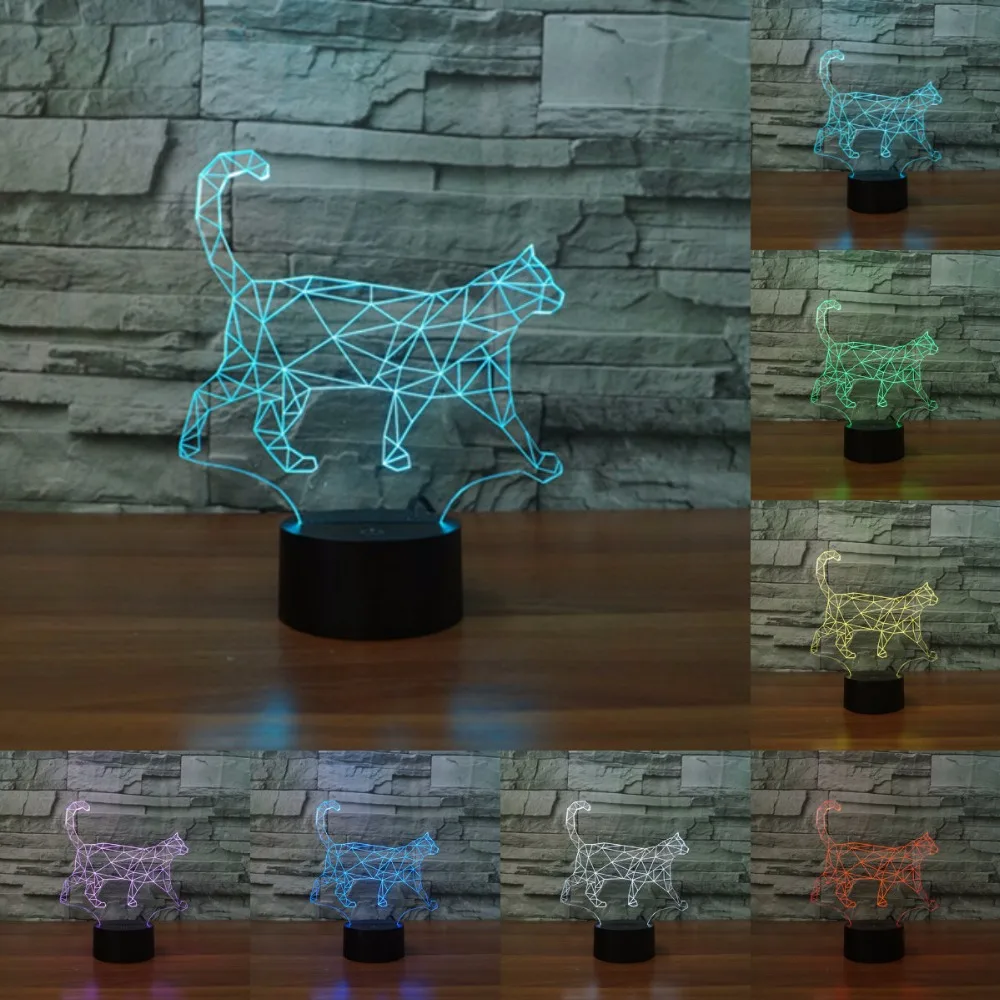 

Acrylic 3D lamp Lazy Walking Cat 7 Colors Changable LED Night light Lamp for Children Gifts USB 5V Table Desk light IY803821