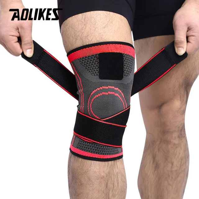 AOLIKES 1 шт. 3D ткацкие наколенники для баскетбола, пешего туризма, езды на велосипеде, поддержка колена, профессиональные защитные спортивные наколенники - Цвет: Red