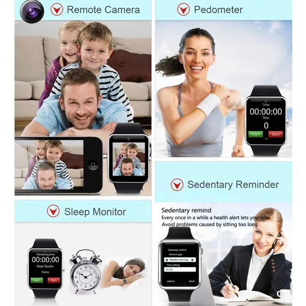  Smartwatch A1 for Android phones Support SIM TF card Call smart watch x6 Receive information Photog - 33056830555
