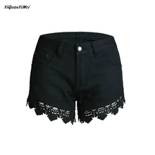 Летние модные черные кружевные шорты джинсы женские короткие джинсы женские джинсовые брюки ковбоя mujer spodnie damskie jeansy