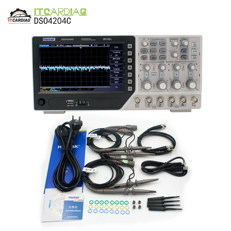

Hantek DSO4204C Digital Oscilloscope 200MHz 4Channels Portable USB Osciloscopio Automotive +EXT+DVM+Auto range function