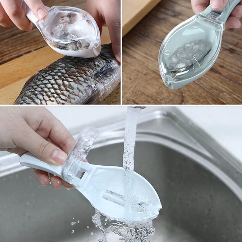 

1Pcs Portable Plastic Fast Remove Fish Scale knife Fish Skin Brush Scraping Fishing Scale Brush Graters Kitchen Gadgets