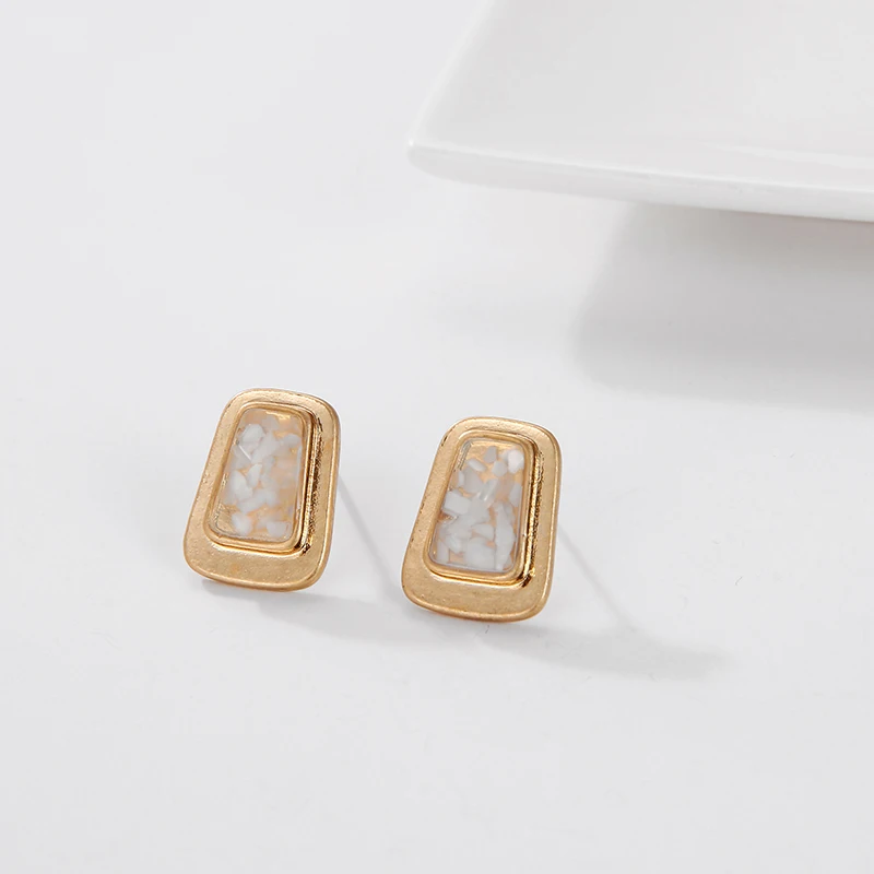 Yhpup корейский модный бренд квадратные геометрические шикарные серьги-гвоздики маленькие S925 серебряные шпильки Смола камень для женщин этический Винтаж Oorbellen