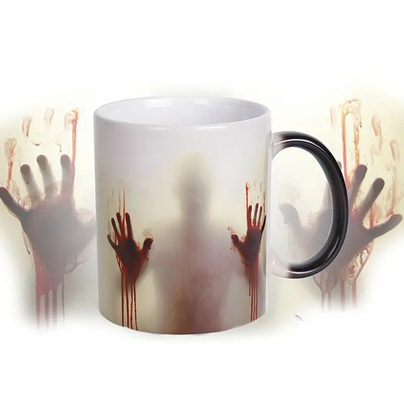

Creative Ghost Pattern Coffee Mugs Water Bottle Discolored With Different Temperature Water Ceramic Mug Cute Cup