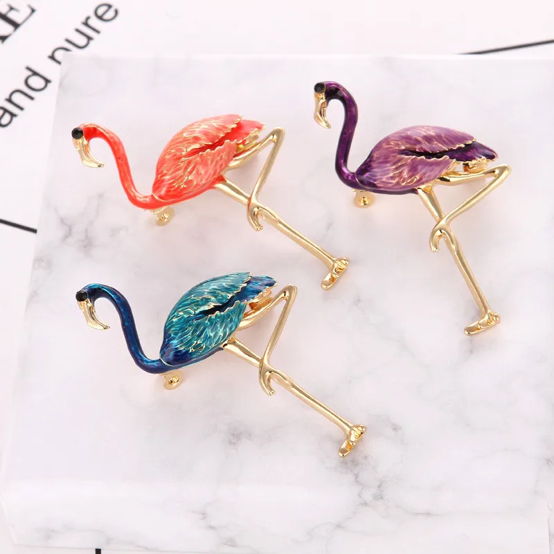 DoreenBeads Fashion High Quality Imitation Pearls 3 Colors Flamingos Brooch For Women Dress T