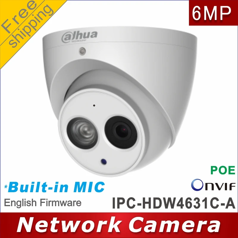 

Free shipping Dahua IPC-HDW4631C-A replace IPC-HDW1531S Built-in MIC HD 6MP Dome Camera Support POE network IP Camera cctv P2P
